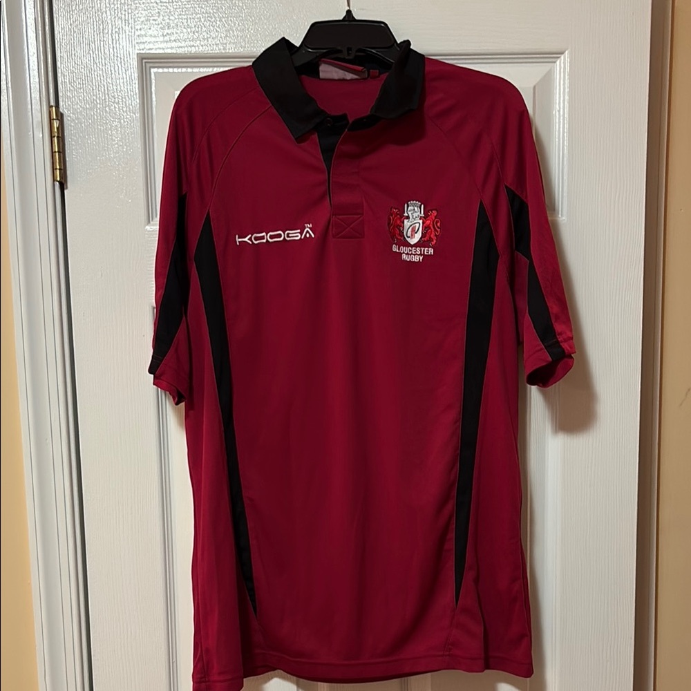 Kooga Red & Black Gloucester Rugby Performance Short Sleeved Golf Shirt